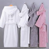 Bathrobe men Male Hooded plus size XXL Thick warm Winter Dressing Gown Men's Long Robe Mens Wedding Bridesmaid Robe white