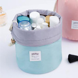Barrel Shaped Solid Travel Cosmetic Package Nylon Toiletry Makeup Bags For Women Ladies Wash Bag
