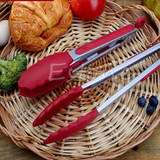Barbecue Utensil Silicone Kitchen Cooking Salad Serving BBQ Tongs Stainless Steel Handle Utensil random color #K400Y# Barbecue Utensil Silicone Kitchen Cooking Salad Serving BBQ Tongs Stainless Steel Handle Utensil random color #K400Y#