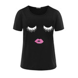 BANvTx20 Women T Shirt Eyelashes Red Lips Printed Loose Female Tee Tops Summer Short Sleeve White Women Tshirts BANvTx20 Women T Shirt Eyelashes Red Lips Printed Loose Female Tee Tops Summer Short Sleeve White Women Tshirts