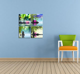 BANMU 4pcs/set Bamboo Black Spa Zen Stone Pictures Prints on Canvas Walls Art Work Modern Giclee Wall Artwork