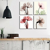 BANMU 4pcs Modern No Framed Artwork Abstract Giclee Prints Floral Paintings Pictures to Photo on Canvas Print for Wall Decor