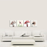 BANMU 4pcs Modern No Framed Artwork Abstract Giclee Prints Floral Paintings Pictures to Photo on Canvas Print for Wall Decor