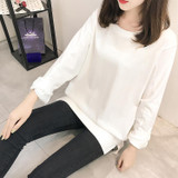 Banerdanni Autumn Tracksuit Women Simple Long Sleeve Hoodies O-neck Pullovers Medium-long Hoodies Loose Sweatshirts