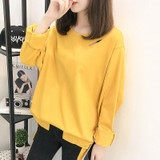 Banerdanni Autumn Tracksuit Women Simple Long Sleeve Hoodies O-neck Pullovers Medium-long Hoodies Loose Sweatshirts