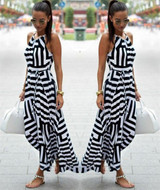 Party Dress Beach Clothing Dress Women Summer Women Sexy Summer Dress Boho Maxi Long Striped Sleeveless