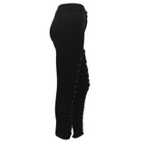 Party Bandage High Waist Pants Fashion Button women leggings Lace Up Hollow Out Trousers