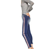 PARKSIDE WIND 2018 Spring Women Side Striped Stretchy Jeans Washed High Waist Ankle Length Skinny Jeans Denim Female KWA0322-45