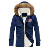 Parka Men Coats Winter Jacket Slim Thicken Fur Hooded Outwear Warm Cotton Parkas Zipper Winter Mens Parka Winter Coat for Men