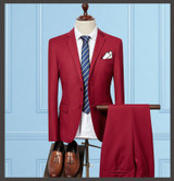 OSCN7 2 PCS Solid Suit Men Slim Fit Business Wedding Suits for Men Costume Homme Latest Coat Pant Designs Plus Size Mens Suit