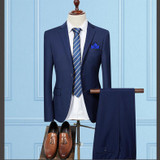 OSCN7 2 PCS Solid Suit Men Slim Fit Business Wedding Suits for Men Costume Homme Latest Coat Pant Designs Plus Size Mens Suit