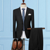 OSCN7 2 PCS Solid Suit Men Slim Fit Business Wedding Suits for Men Costume Homme Latest Coat Pant Designs Plus Size Mens Suit
