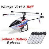 Original WLtoys V911 V2 BNF ( without remote control ) V911-2 RC Helicopter + 5 pieces * 200mAh Battery for V911 V911-2 V911-2