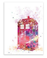 Original Watercolor Doctor Who A4 Poster Print London Telephone Booth Picture Canvas Painting No Framed Gift Home Decor Wall Art