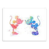 Original Watercolor Mickey Mouse Movie Poster Print Love Picture Wedding Gifts Home Wall Art Decoration Canvas Painting No Frame