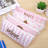 Pink Girls Women Makeup Brush Bag Canvas Pouch Pencil Case Cosmetic Organizer Storage Bag
