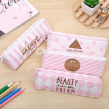Pink Girls Women Makeup Brush Bag Canvas Pouch Pencil Case Cosmetic Organizer Storage Bag