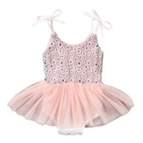 Pink Girl Kids Toddler Baby Clothing Sequins Princess Rompers Sleeveless Party Cute Ruffles Formal Tutu Baby Girls Clothes