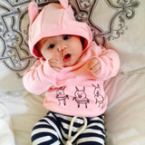 Pink Baby Girls Kids Clothes Set Sweatshirt Tops Cute Long Sleeve Striped Pants 2pcs Cotton Clothing Outfits Baby Girl