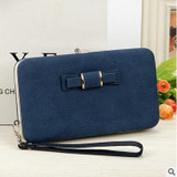 PIDANLU New Arrival Fashion Pu Leather Wallet Women Long Wallets Bowknot Phone Bags Lunch Box Ladies Wallet Purses Clutch XKQ003