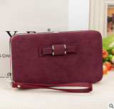 PIDANLU New Arrival Fashion Pu Leather Wallet Women Long Wallets Bowknot Phone Bags Lunch Box Ladies Wallet Purses Clutch XKQ003
