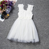 Fairy Princess Lace Flower Children's Girls Dresses Kids Birthday Party Wear Lace Tutu Girls Dresses Baby Girl Baptism Clothes