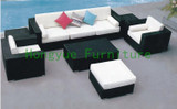 Factory wholesale rattan sofa set furniture with cushions
