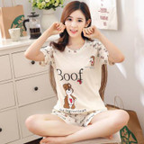 Factory Sale Women Pajamas Suits Summer Cartoon Female Short-sleeve Pajama Top+Pants Milk Silk Pajamas Suits tracksuit Sets