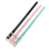 Factory Price! Small Pet Dog Velvet PU Leather Collar Puppy Cat Crystal Rhinestone Neck Strap