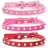 Factory Price! Pet Suede PU Leather Crystal Rhinestone Dog Puppy Cat Collar Necklace XS S M