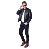 Factory Men Leather Jacket 100% Vegetable Tanned Sheepskin Black Slim Male Genuine Leather Jacket Men Leather Coat Autumn ZH027