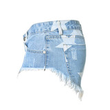 European Style Stars Print Women Shorts Fashion Frayed Tassel Denim Shorts Washed Sexy Low Waist Super Shorts Summer Jean Shorts