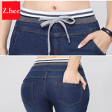 Elasticity Cashmere Warm Jeans for women Large Black Jeans With High Waist Elastic Waist jeans female winter jeans for Women