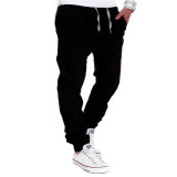 Elastic Waist Drawstring Solid Color Casual Harem Pants New Fashion Men Pants Pocket Long Full Length Trousers