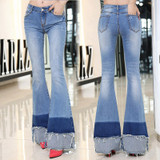 Elastic Ripped Women Flare Jeans Long Bell-Bottoms Jeans Stretching For Girls Trousers for women Jeans Large Size