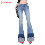 Elastic Ripped Women Flare Jeans Long Bell-Bottoms Jeans Stretching For Girls Trousers for women Jeans Large Size