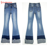 Elastic Ripped Women Flare Jeans Long Bell-Bottoms Jeans Stretching For Girls Trousers for women Jeans Large Size