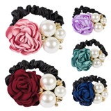 Elastic Hair Bands Women Satin Ribbon Rose Flower Jewelry Hairband Headband Ponytail Holder Hair Band Girls Hair Accessories