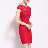 ElaCentelha Women Dress Sexy Bandage Dress Summer Short Sleeve Lace Patchwork Dresses Elegant Pencil Bodycon Dress Vestidos