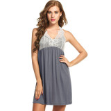 Ekouaer Women Nightwear Sleeveless Nightdress Patchwork V Neck Nightgowns Sleepshirts Female Sleepwear Hollow Out Lace Dress Ekouaer Women Nightwear Sleeveless Nightdress Patchwork V Neck Nightgowns Sleepshirts Female Sleepwear Hollow Out Lace Dress
