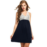 Ekouaer Women Nightwear Sleeveless Nightdress Patchwork V Neck Nightgowns Sleepshirts Female Sleepwear Hollow Out Lace Dress Ekouaer Women Nightwear Sleeveless Nightdress Patchwork V Neck Nightgowns Sleepshirts Female Sleepwear Hollow Out Lace Dress
