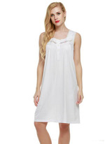 Ekouaer Sleeveless Nightgown sexy women Lingerie Nightwear Square Neck Knee-length Nightdress casual ladies sleepwear Summer
