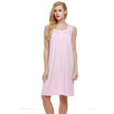 Ekouaer Sleeveless Nightgown sexy women Lingerie Nightwear Square Neck Knee-length Nightdress casual ladies sleepwear Summer