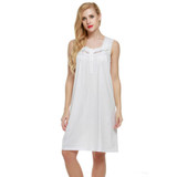 Ekouaer Sleeveless Nightgown sexy women Lingerie Nightwear Square Neck Knee-length Nightdress casual ladies sleepwear Summer