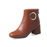 Ekoak New 2017 Fashion Women Boots Round Toe Autumn Ankle Boots Classic High Heels Platform Martin Boots Casual Shoes Woman