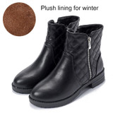 Ekoak New 2016 Fashion Autumn Winter Boots Women Classic Zip Ankle Boots Warm Plush Leather Martin Boots Women Shoes