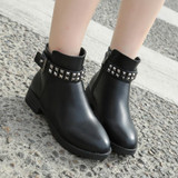Ekoak Size 35-43 New 2016 Fashion Women Boots Autumn Winter Boots Classic Zip Rivets Ankle Boots Warm Plush Women Shoes