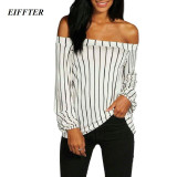 EIFFTER Off Shoulder Blouse 2017 Autumn Style New Sexy Tops Women Casual Shirts Ladies Long Sleeve Striped Blouses 0084 EIFFTER Off Shoulder Blouse 2017 Autumn Style New Sexy Tops Women Casual Shirts Ladies Long Sleeve Striped Blouses 0084