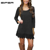 EIFER Women Long Sleeve Lace Patchwork Party Dresses Elegant Bodycon Office Dress Autumn Sexy Dress