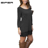 EIFER Women Long Sleeve Lace Patchwork Party Dresses Elegant Bodycon Office Dress Autumn Sexy Dress